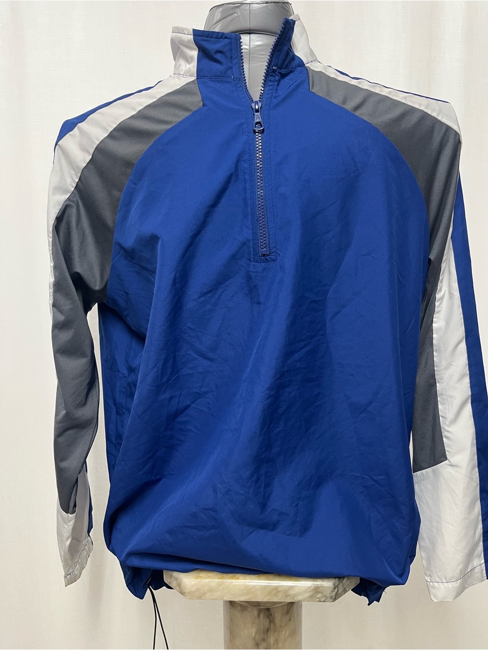 Second Skin Blue & Grey Colorblock 1/4 Zip Golf Windbreaker Pullover Jacket 1711